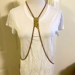 Beautiful Cornelia Webb brass carved body chain